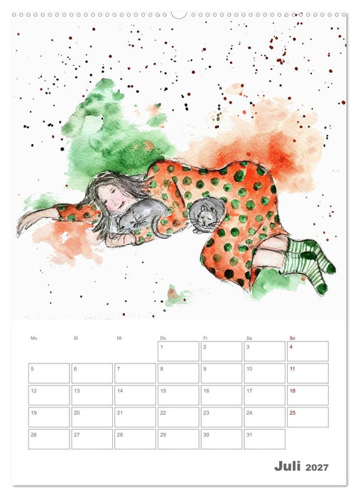 Meine zwei Samtpfötchen und Ich - Bezaubernde Aquarelle einer große Liebe (CALVENDO Premium Wandkalender 2027)