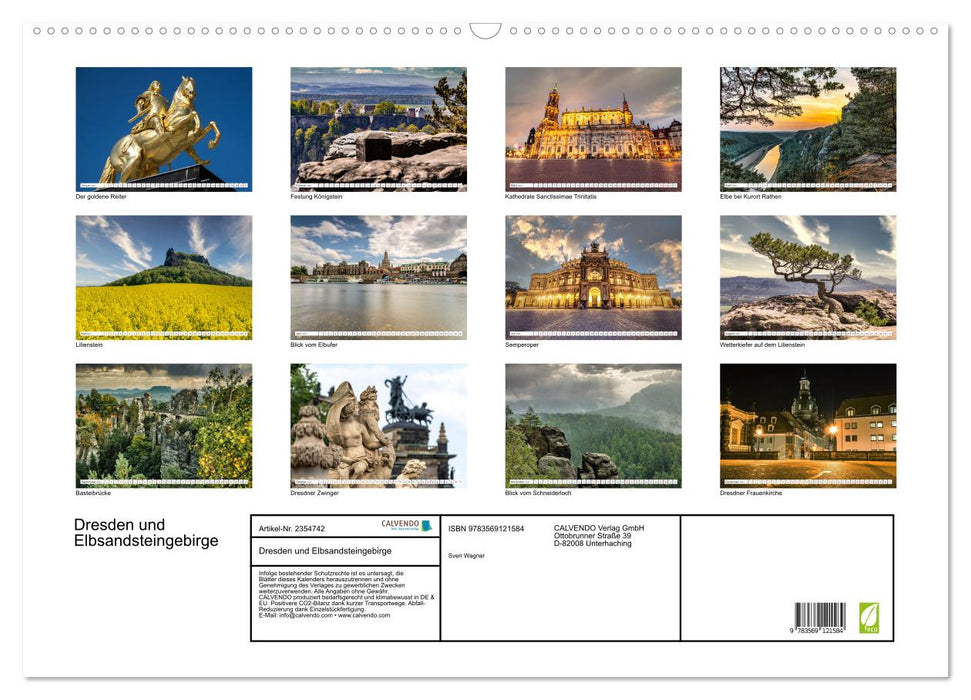 Dresden und Elbsandsteingebirge (CALVENDO Wandkalender 2027)
