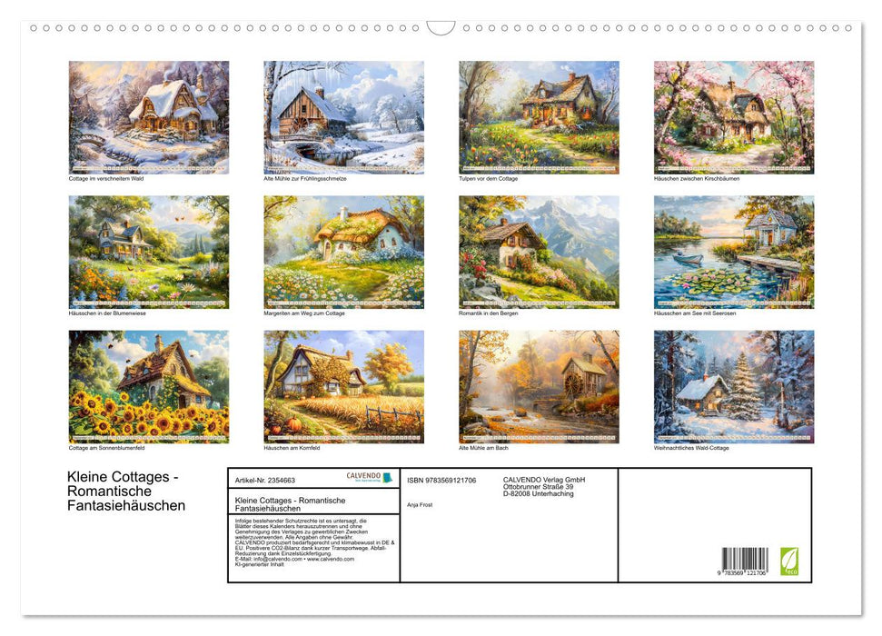 Kleine Cottages - Romantische Fantasiehäuschen (CALVENDO Wandkalender 2027)