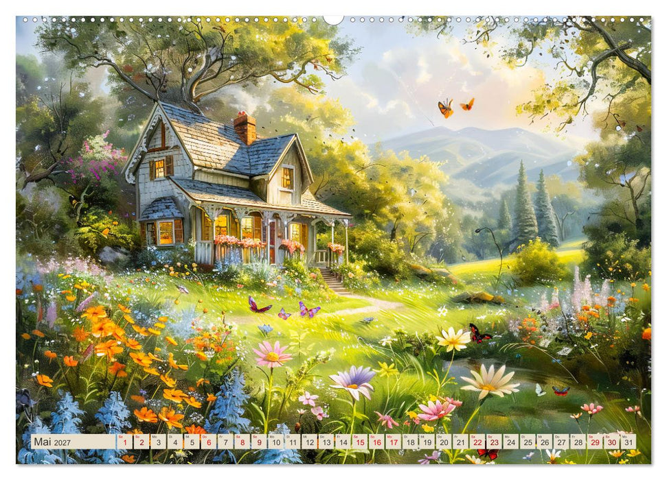 Kleine Cottages - Romantische Fantasiehäuschen (CALVENDO Premium Wandkalender 2027)