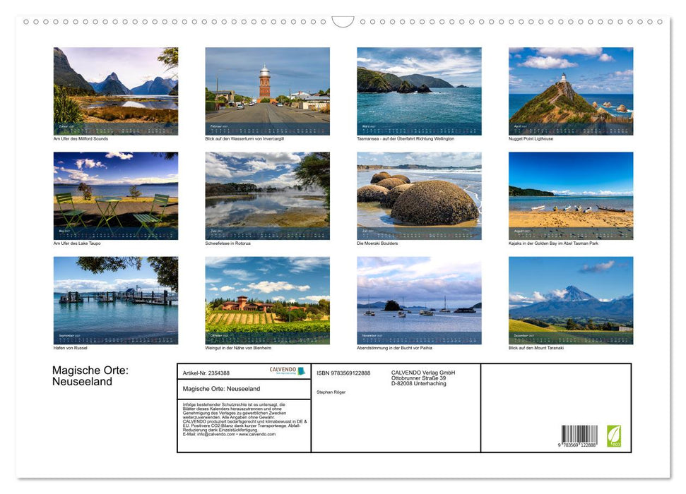 Magische Orte: Neuseeland (CALVENDO Wandkalender 2027)