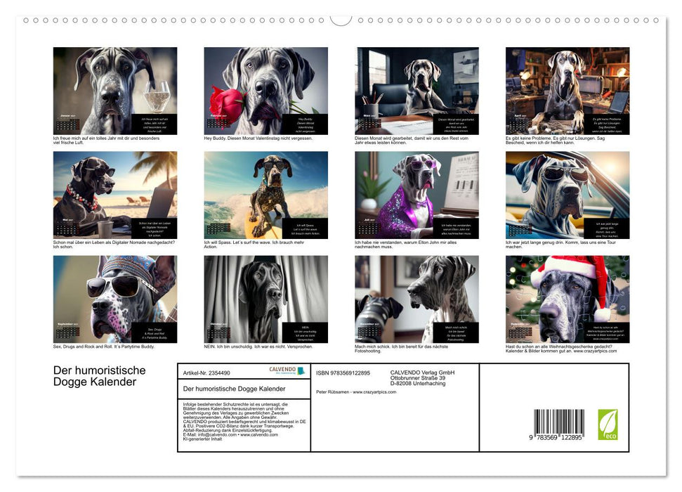 Der humoristische Dogge Kalender (CALVENDO Premium Wandkalender 2027)