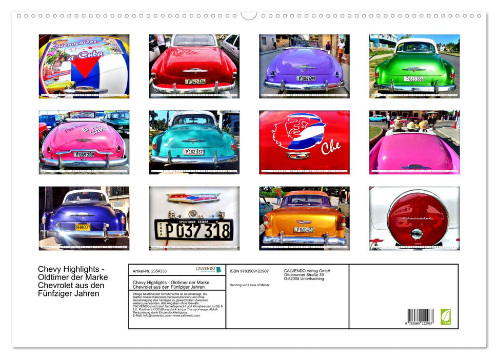 Chevy Highlights - Oldtimer der Marke Chevrolet aus den Fünfziger Jahren (CALVENDO Wandkalender 2027)
