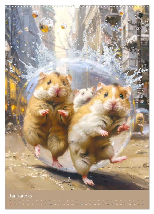Schwebende Tiere in Seifenblasen - Humorbilder (CALVENDO Premium Wandkalender 2027)