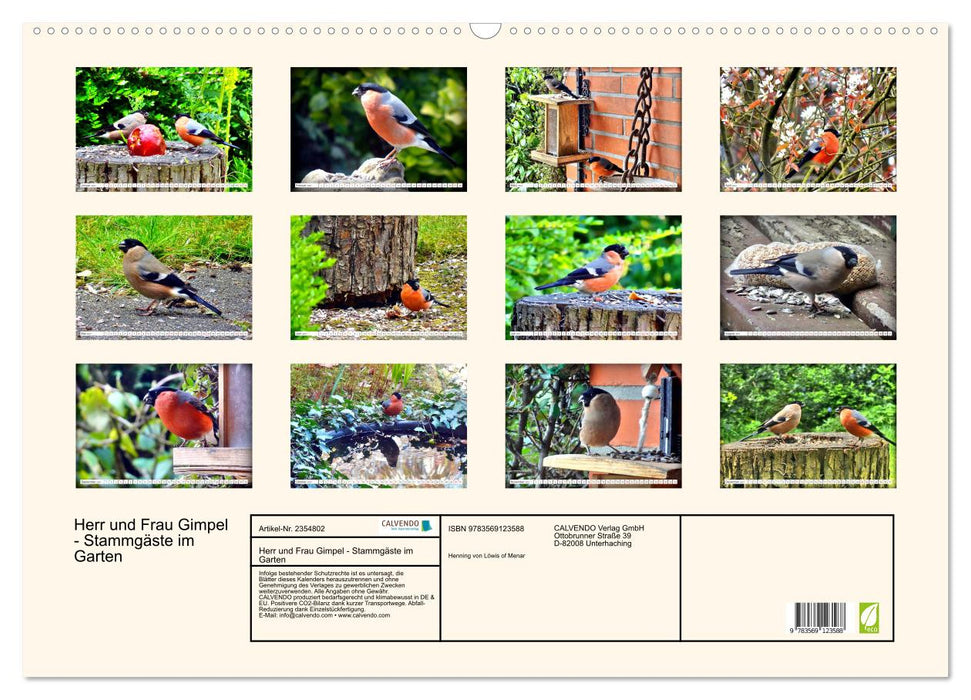 Herr und Frau Gimpel - Stammgäste im Garten (CALVENDO Wandkalender 2027)