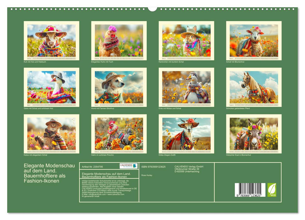 Elegante Modenschau auf dem Land. Bauernhoftiere als Fashion-Ikonen (CALVENDO Premium Wandkalender 2027)