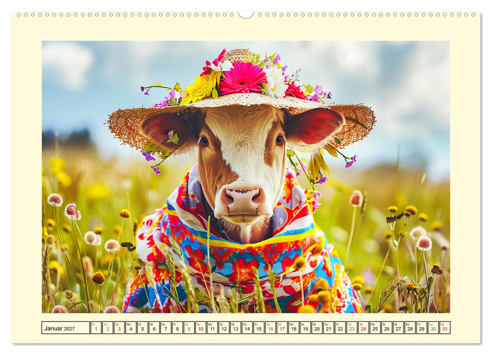 Elegante Modenschau auf dem Land. Bauernhoftiere als Fashion-Ikonen (CALVENDO Premium Wandkalender 2027)