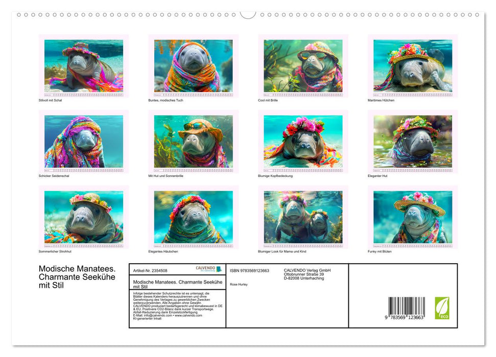 Modische Manatees. Charmante Seekühe mit Stil (CALVENDO Premium Wandkalender 2027)