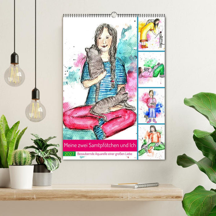 Meine zwei Samtpfötchen und Ich - Bezaubernde Aquarelle einer große Liebe (CALVENDO Wandkalender 2027)