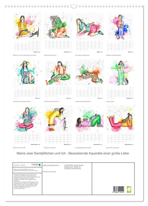 Meine zwei Samtpfötchen und Ich - Bezaubernde Aquarelle einer große Liebe (CALVENDO Wandkalender 2027)