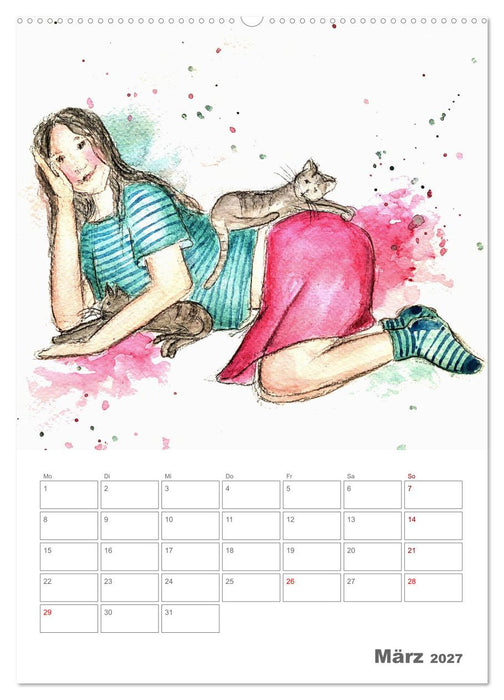 Meine zwei Samtpfötchen und Ich - Bezaubernde Aquarelle einer große Liebe (CALVENDO Wandkalender 2027)