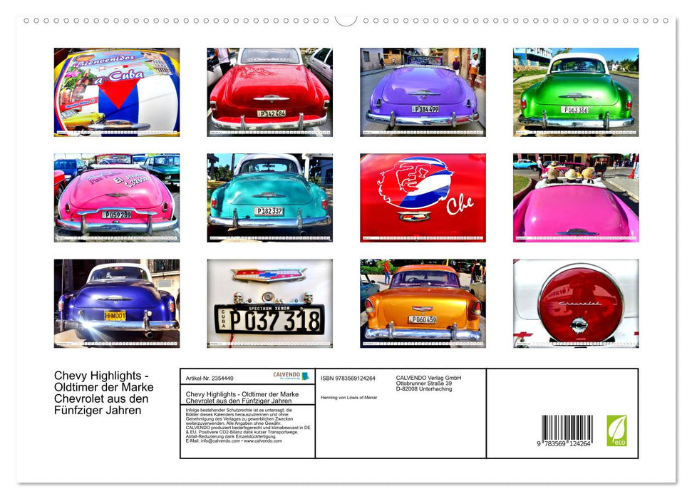 Chevy Highlights - Oldtimer der Marke Chevrolet aus den Fünfziger Jahren (CALVENDO Premium Wandkalender 2027)