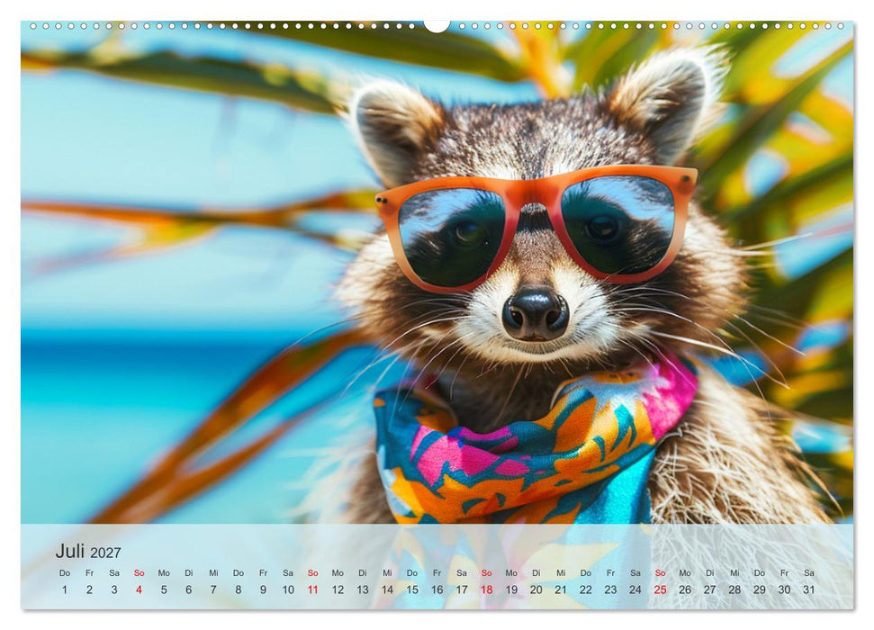 Niedlicher Waschbären-Style. Modisch, elegant und blumig (CALVENDO Premium Wandkalender 2027)