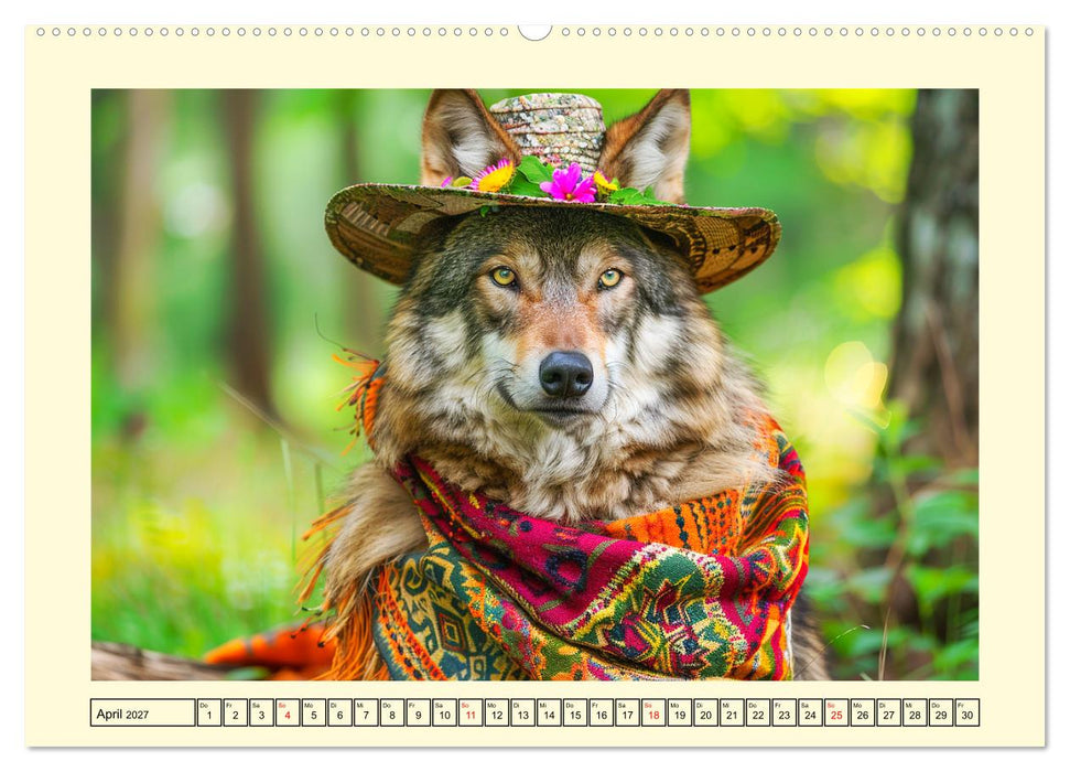 Wilder Style. Modische Wölfe in der Natur (CALVENDO Wandkalender 2027)