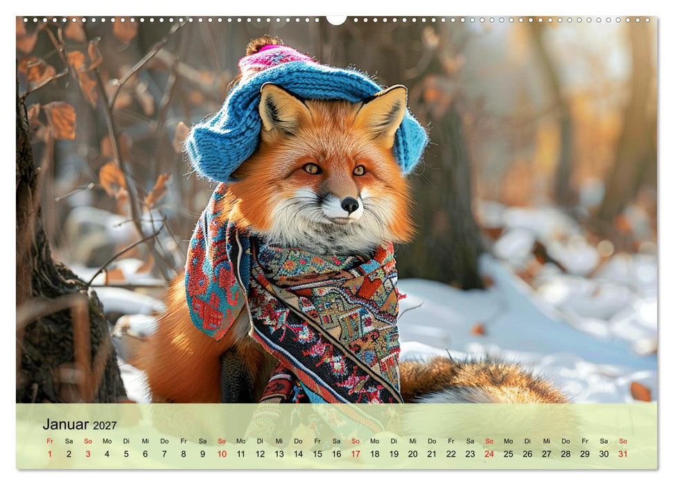 Fuchsige Eskapaden. Reineke mit noblen Accessoires (CALVENDO Wandkalender 2027)