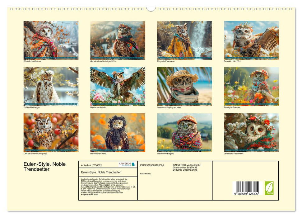 Eulen-Style. Noble Trendsetter (CALVENDO Premium Wandkalender 2027)