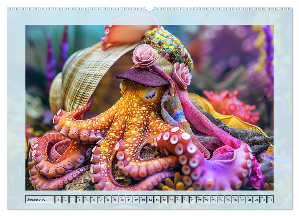 Tintenfisch Fashion. Coole Models zeigen die Trends (CALVENDO Premium Wandkalender 2027)