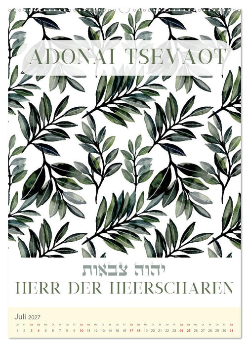 Hebräische Namen Gottes aus der Torah (CALVENDO Premium Wandkalender 2027)