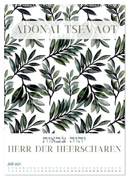 Hebräische Namen Gottes aus der Torah (CALVENDO Premium Wandkalender 2027)