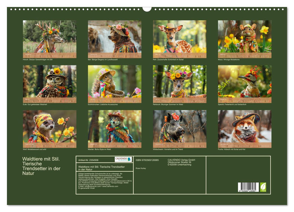 Waldtiere mit Stil. Tierische Trendsetter in der Natur (CALVENDO Wandkalender 2027)