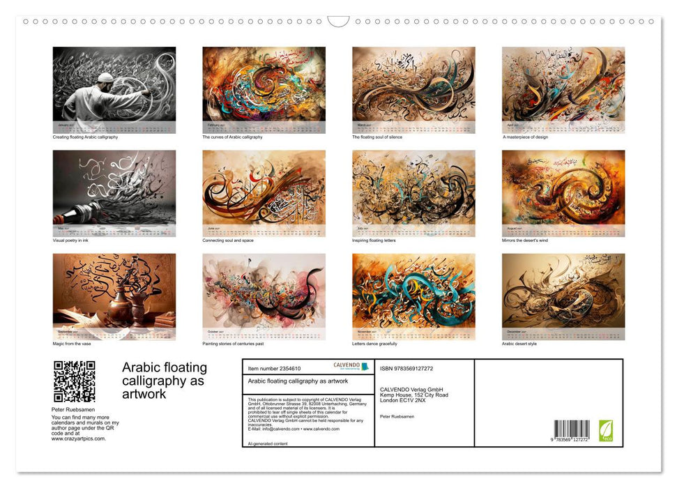Arabic floating calligraphy as artwork (CALVENDO Monthly Calendar 2027)