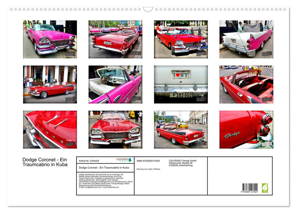 Dodge Coronet - Ein Traumcabrio in Kuba (CALVENDO Wandkalender 2027)