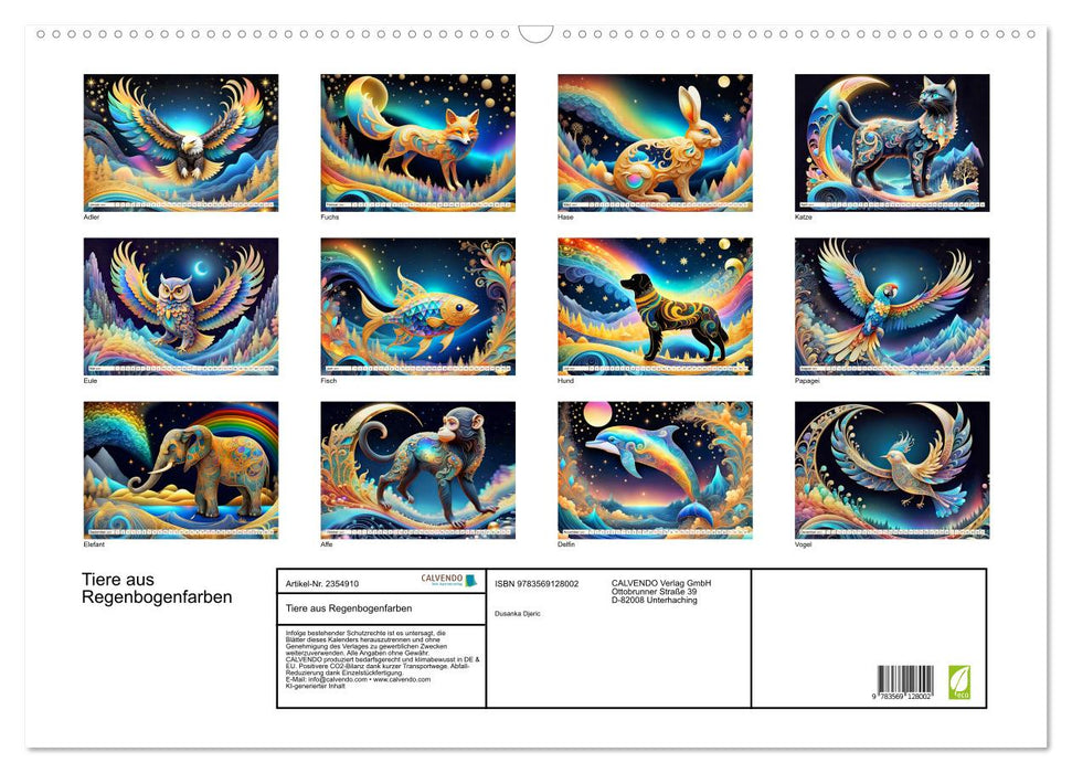 Tiere aus Regenbogenfarben (CALVENDO Wandkalender 2027)