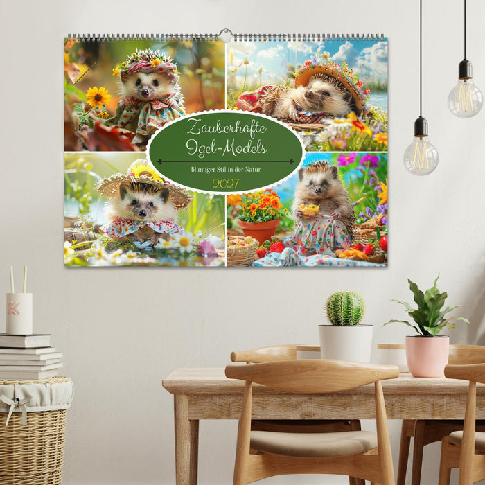 Zauberhafte Igel-Models. Blumiger Stil in der Natur (CALVENDO Wandkalender 2027)