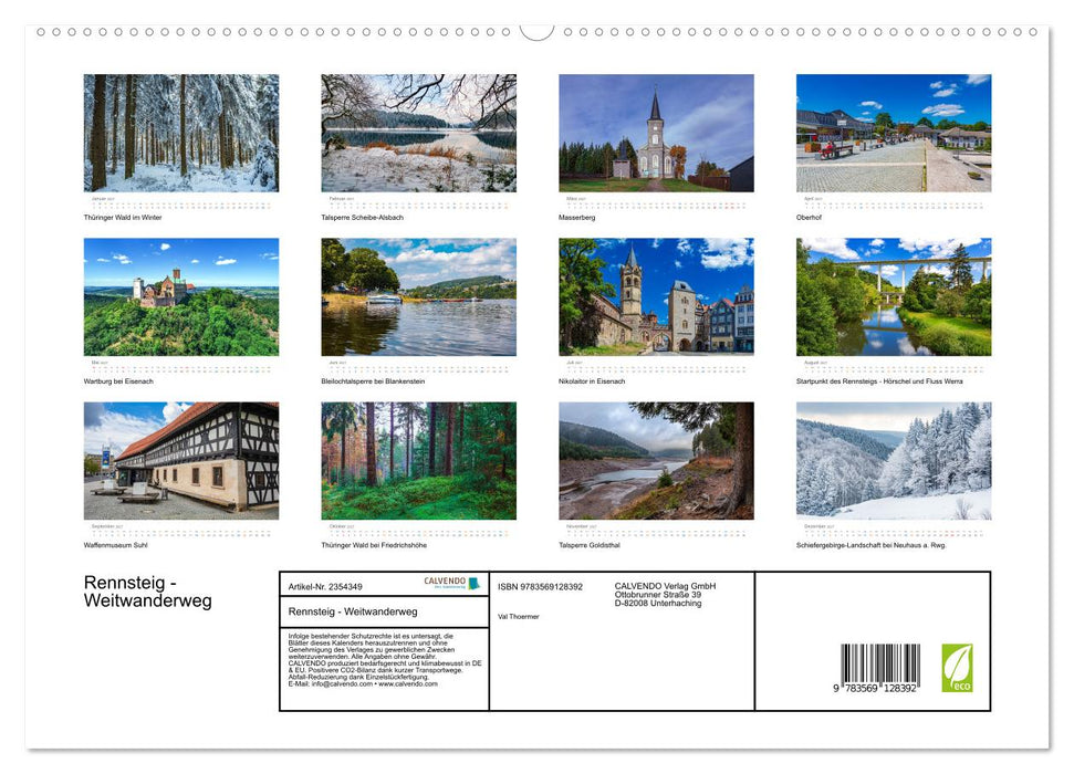 Rennsteig - Weitwanderweg (CALVENDO Premium Wandkalender 2027)