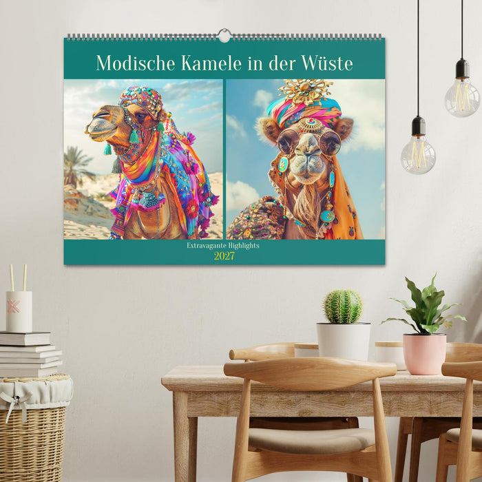 Modische Kamele in der Wüste. Extravagante Highlights (CALVENDO Wandkalender 2027)