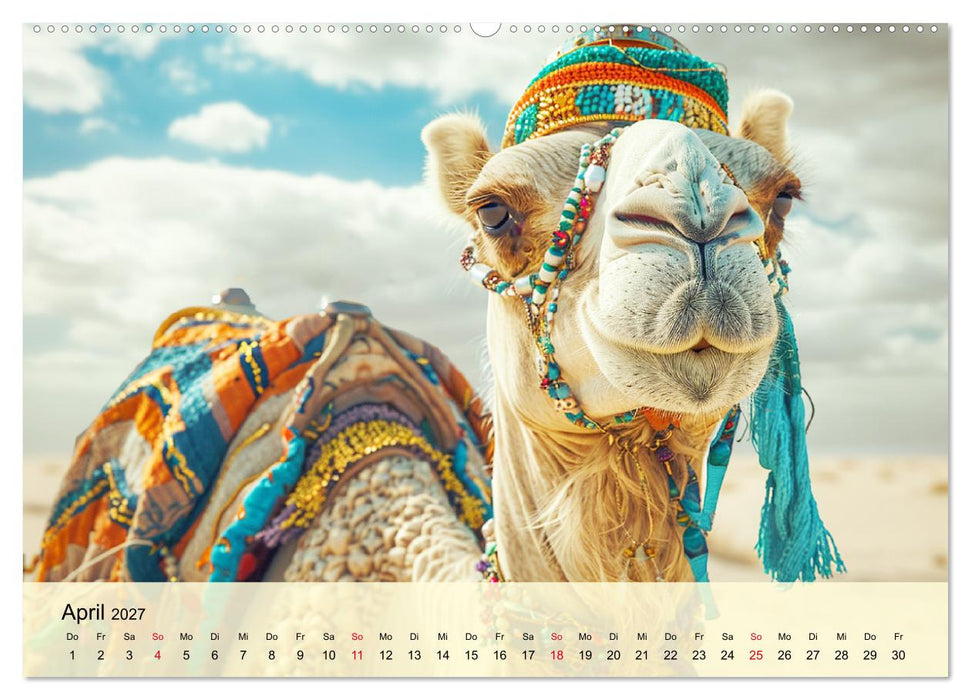 Modische Kamele in der Wüste. Extravagante Highlights (CALVENDO Wandkalender 2027)