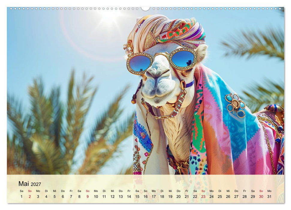 Modische Kamele in der Wüste. Extravagante Highlights (CALVENDO Wandkalender 2027)