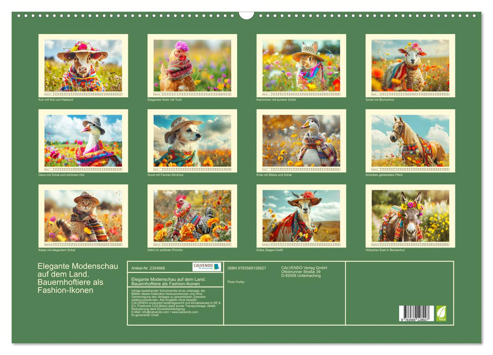 Elegante Modenschau auf dem Land. Bauernhoftiere als Fashion-Ikonen (CALVENDO Wandkalender 2027)