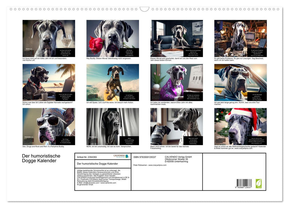 Der humoristische Dogge Kalender (CALVENDO Wandkalender 2027)
