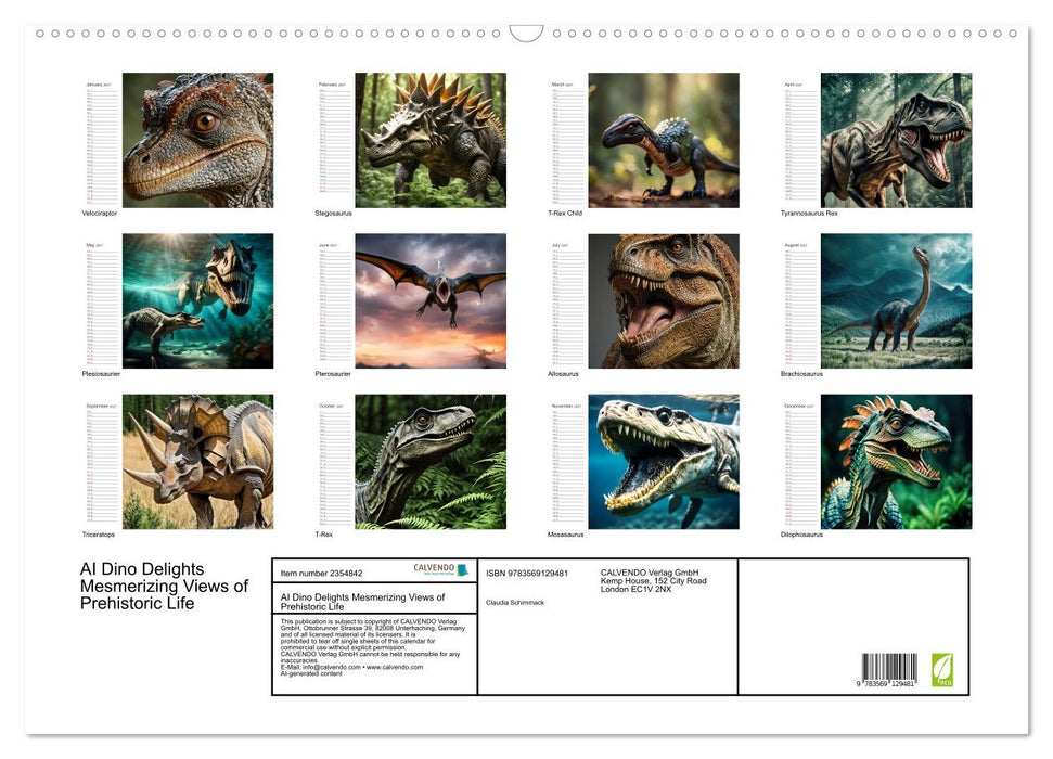AI Dino Delights Mesmerizing Views of Prehistoric Life (CALVENDO Monthly Calendar 2027)