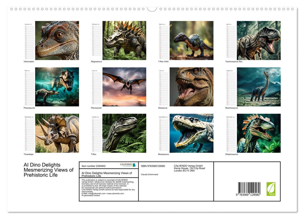 AI Dino Delights Mesmerizing Views of Prehistoric Life (CALVENDO Premium-Calendar 2027)