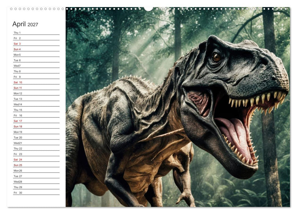 AI Dino Delights Mesmerizing Views of Prehistoric Life (CALVENDO Premium-Calendar 2027)