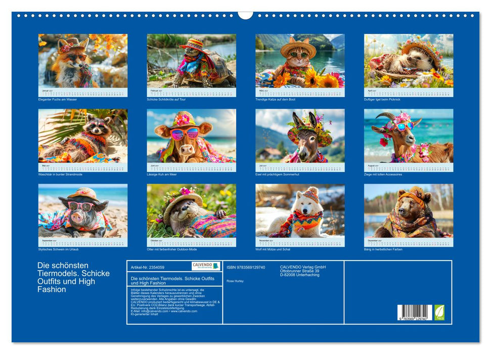 Die schönsten Tiermodels. Schicke Outfits und High Fashion (CALVENDO Wandkalender 2027)