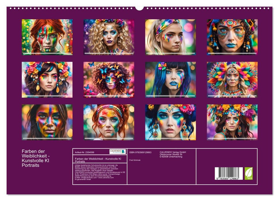 Farben der Weiblichkeit - Kunstvolle KI Portraits (CALVENDO Premium Wandkalender 2027)