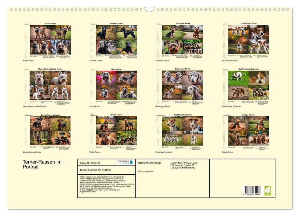 Terrier-Rassen im Portrait (CALVENDO Wandkalender 2027)