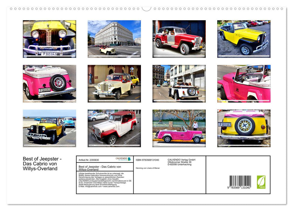 Best of Jeepster - Das Cabrio von Willys-Overland (CALVENDO Premium Wandkalender 2027)