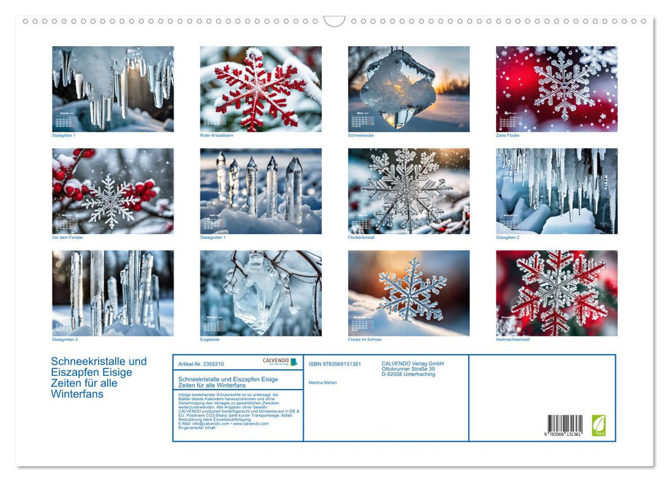 Schneekristalle und Eiszapfen Eisige Zeiten für alle Winterfans (CALVENDO Wandkalender 2027)