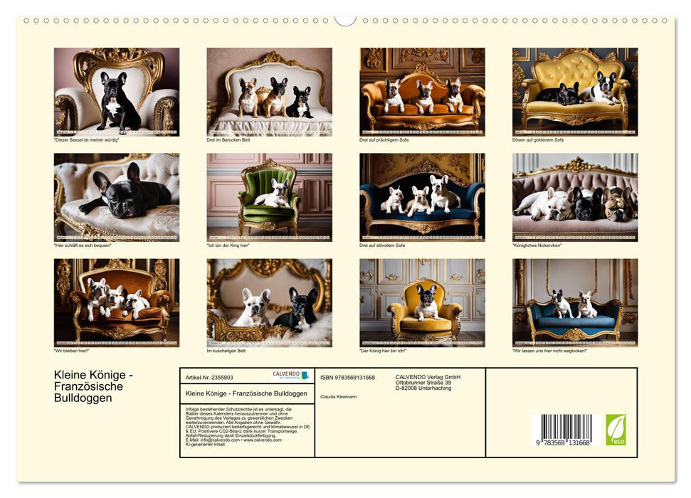 Kleine Könige - Französische Bulldoggen (CALVENDO Premium Wandkalender 2027)
