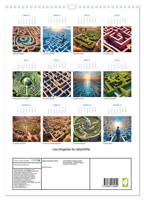 Les énigmes du labyrinthe (CALVENDO Calendrier mensuel 2027)
