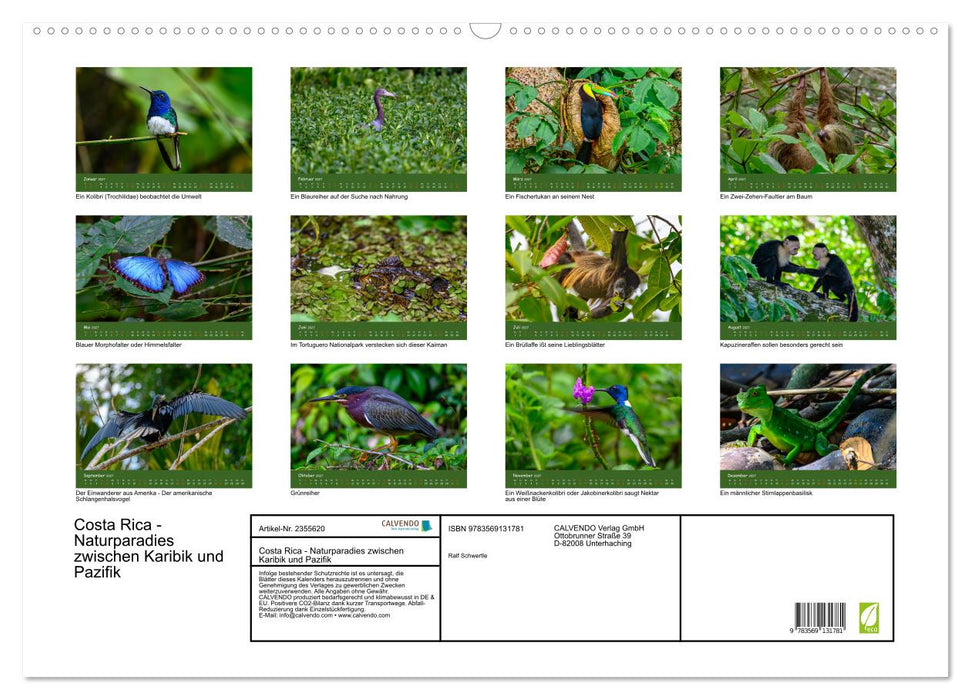 Costa Rica - Naturparadies zwischen Karibik und Pazifik (CALVENDO Wandkalender 2027)