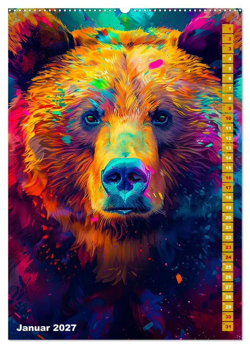 Farbenpracht - Bunte Tierporträts (CALVENDO Wandkalender 2027)