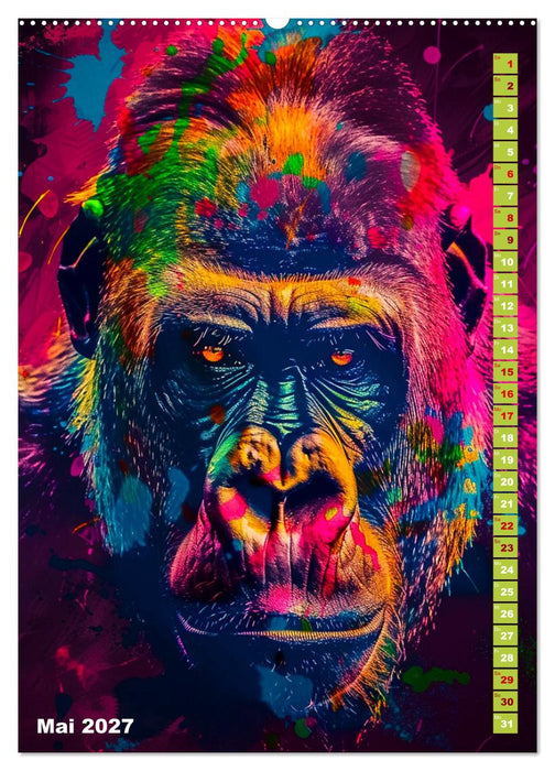 Farbenpracht - Bunte Tierporträts (CALVENDO Wandkalender 2027)