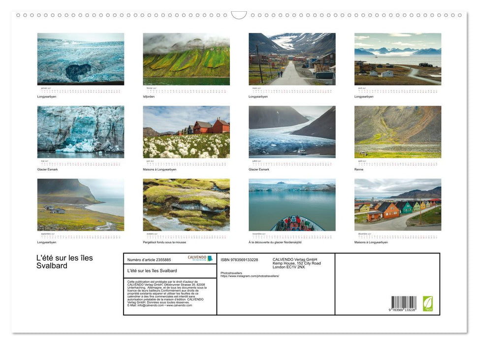L'été sur les îles Svalbard (CALVENDO Calendrier mensuel 2027)