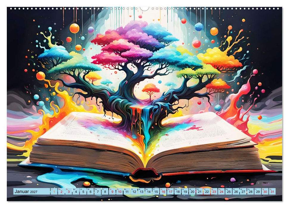 Bunte Bücherseiten (CALVENDO Premium Wandkalender 2027)