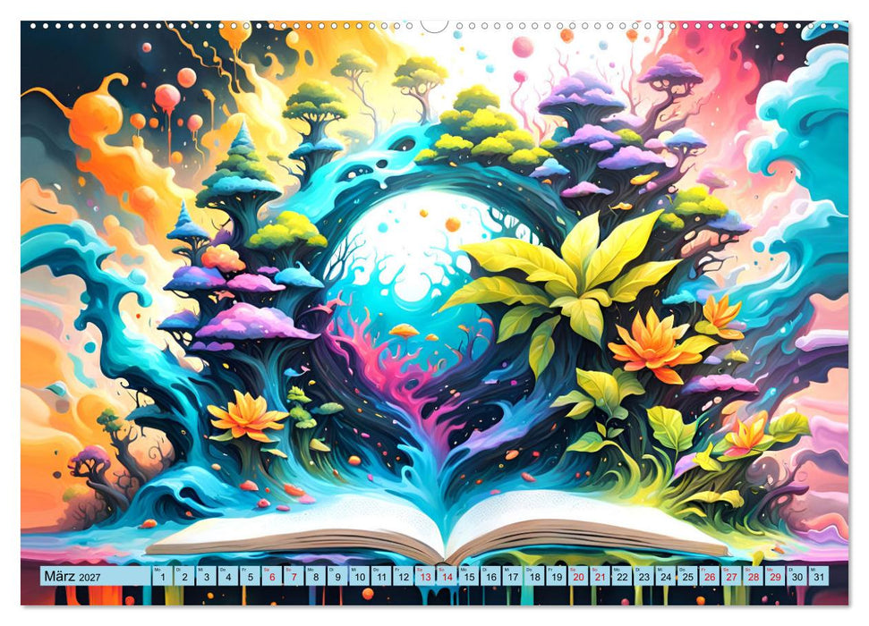 Bunte Bücherseiten (CALVENDO Premium Wandkalender 2027)